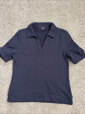 NWOT Talbots s/s Navy Cotton Sweatshirt Top , Med. Petite